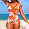 thumbnail image 7 of Women's One Piece Bikini Swimsuit Athletic Swimwear Sporty Swimsuit for Pool Beach Activities,Saffron,M, 7 of 7