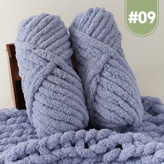 XmhyTop-A 500g Jumbo Cotton Acrylic Yarn Chunky Knitting Yarn for Hand Knitting, Soft Variegated Yarn,Light Blue