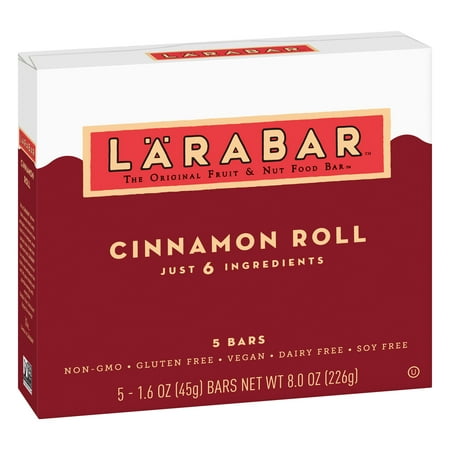 - Larabar Gluten Free Cinnamon Roll Fruit and Nut Bars, 8 oz, 5 Count