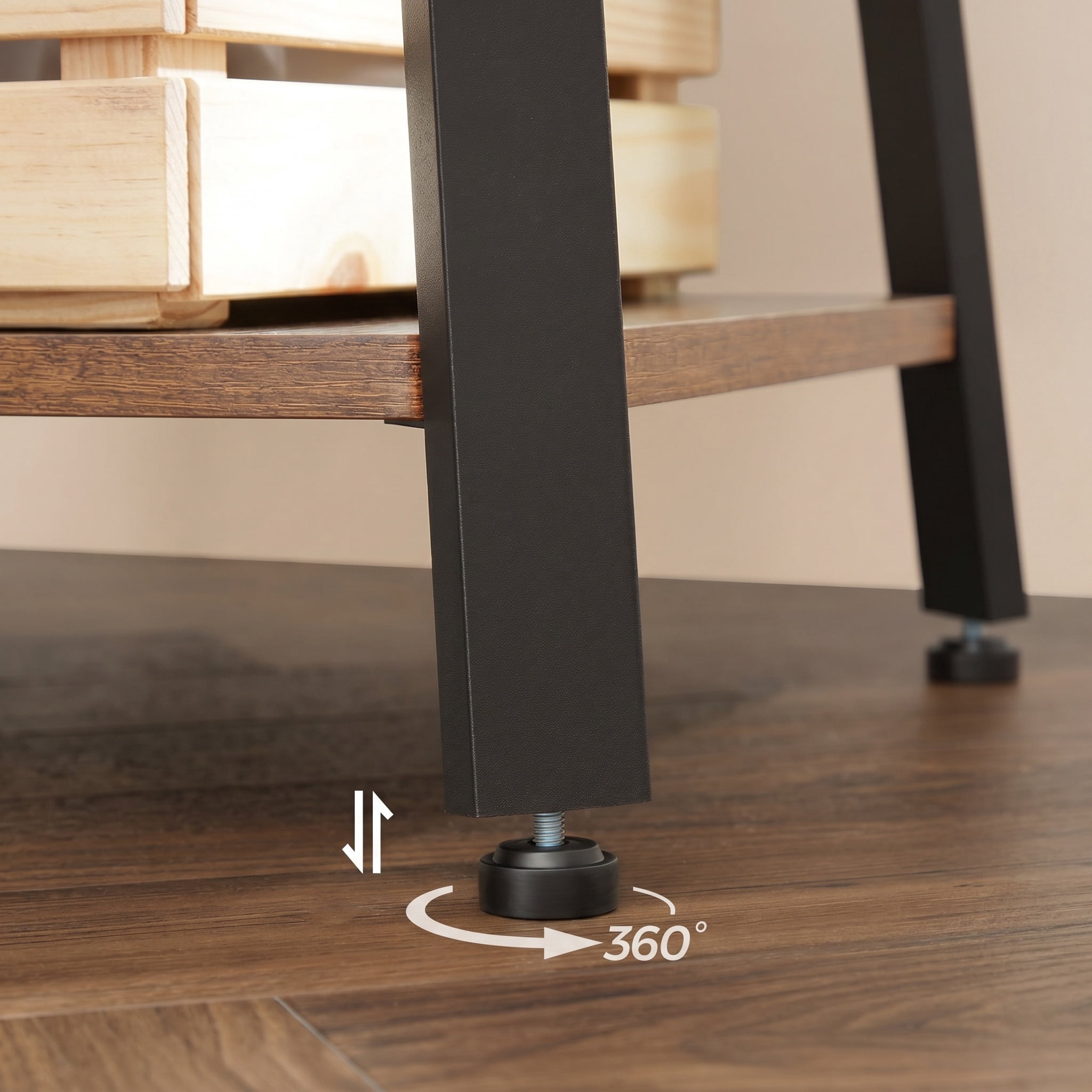 Nordic Hygge 71.5 in. Industrial Coat Rack with 8 Hooks and 3-Tier Storage Shelves, Rustic Brown and Black