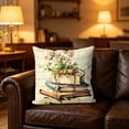 thumbnail image 5 of Linnome Letter Floral Book Pillow Cover 18x18 Inch Soft Breathable Decorative Cushion for Book Nook Reading Corner, 5 of 5