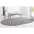 thumbnail image 2 of Unique Loom 3151638 3 x 5 ft. Rounded Trellis Frieze Oval Rug, Dark Gray, 2 of 2