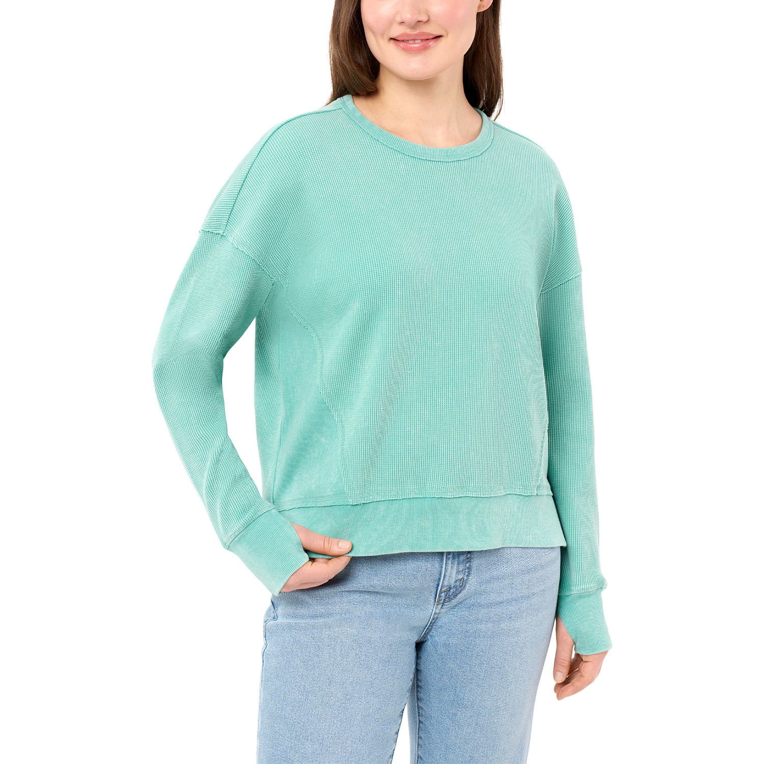 Seven7 Women's Long Sleeve Waffle Crewneck Top - Samsclub.com
