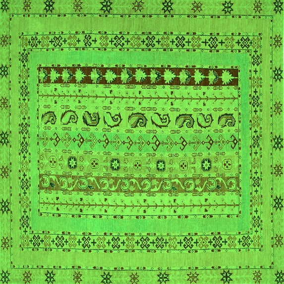 Ahgly Company Indoor Square Persian Green Traditional Area Rugs, 8' Square