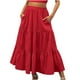 thumbnail image 1 of Faldas de cintura elástica con volantes fruncidos y bolsillos informales sólidos a la moda para mujer Wmkox8yi  FGJ2011, 1 of 5