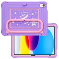 thumbnail image 2 of Heavy Duty Shockproof Case For iPad 2025 / 2022,Anti Drop Silicone+PC Layer Protective Case Handle Stand ,Shoulder Strap，Cartoon Pattern Three-layer Protective Tablet Cover,Purple, 2 of 10