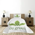 thumbnail image 4 of Ambesonne Sage Quilted Bedspread Set 2 Pcs, Eco Concept Green Leaves, Twin Size, Green White, 4 of 5