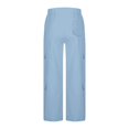 thumbnail image 4 of Cargo Pants for women Casual High Waist Elastic Straight Back Pockets Business Casual Pants Light Blue, 4 of 8