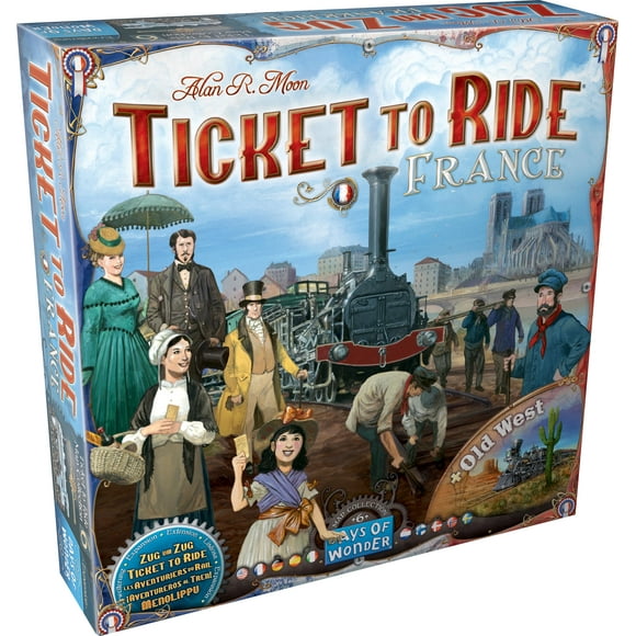 Boleto de juego de mesa para viajar en Francia + Expansión del Viejo Oeste