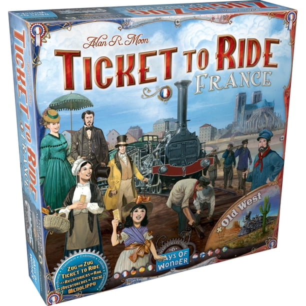 Boleto de juego de mesa para viajar en Francia + Expansión del Viejo Oeste