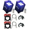 2 Chauvet DJ Freedom Par Quad 4 Wireless Rechargeable Wash Uplights+Cables+Clamps
