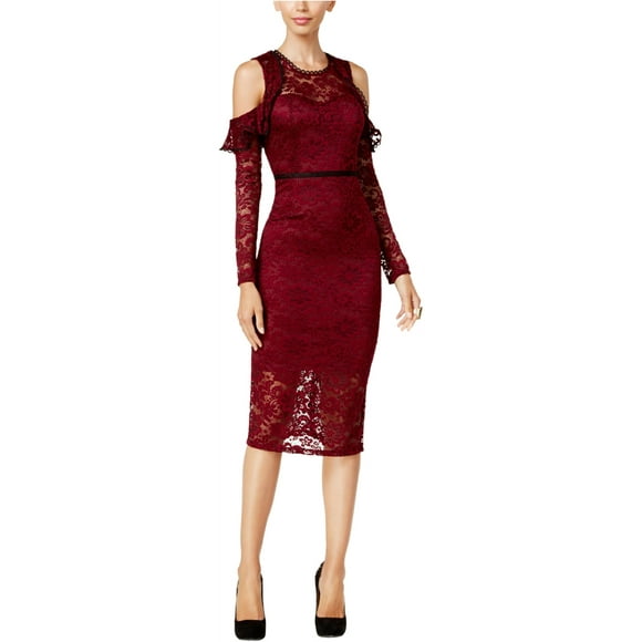 Thalia Sodi Womens Cold-Shoulder A-line Dress, Red, 4