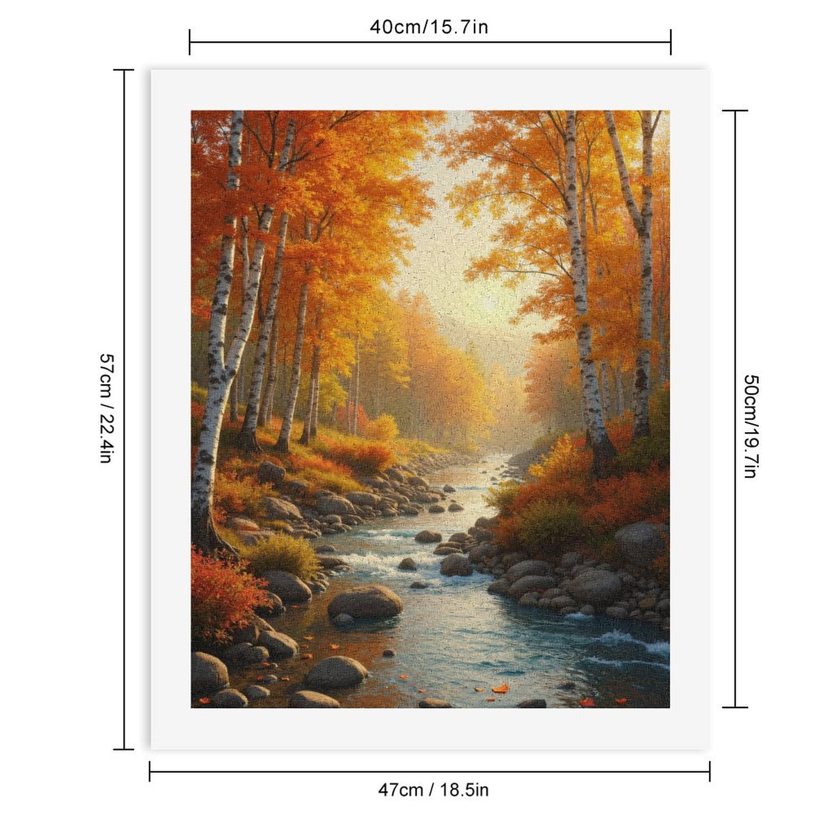 Paint By Numbers Kit for Adults Beginner - Autumn Forest River Serene Landscape DIY Canvas Painting Kits for Adults, Frameless Paint By Number for Adults for Home Wall Decor 16x20 Inch