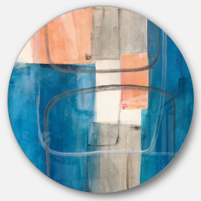 Designart 'Modern Simply Blue' Geometric Metal Circle Wall Art