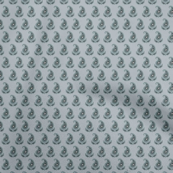 oneOone Cotton Cambric Gray Fabric Asian Paisley Block Fabric For Sewing Printed Craft Fabric By The Yard 42 Inch Wide
