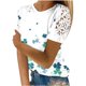thumbnail image 1 of Camisas de Manga Corta para las Mujeres Impresión Cuello Redondo Suéter Encaje Blusa, Top Casual para el Hogar Y Diario, 1 of 1