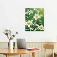 thumbnail image 3 of Nawypu  Flower Canvas Wall Art White Lily Floral on Green Picture Painting Giclee Print Artwork Framed Bedroom Bathroom Decorations Ready to Hang, 3 of 5