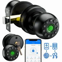 Smart Door Knob,Blacksmith Biometric Smart Door Lock with App Control & Fingerprint & Password & Keys,Keyless Door Lock Doorknob Smart Lock for Home, Apartment, Office,Black ﻿