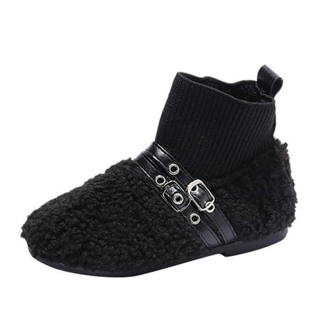 

Qufokar Toddler Winter Boots Snow Boots Toddler Size 9 Winter Children Boots Boys And Girls Socks Boots Round Toe Flat Bottom Non Slip Slip On Solid Color Plush for Warm And Comfort