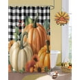 thumbnail image 3 of Fall Shower Curtain Orange Pumpkin Bathroom Curtains with Hooks, Waterproof Fabric Sunflower Berry Maple Leaf Plaid Thanksgiving Bath Shower Curtains Set for Bathroom Bathtubs Decor 36x72 Inch, 3 of 7