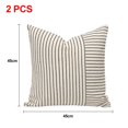 thumbnail image 2 of Dinheiro Funda de Almohada con Empalme a Rayas de 18 x 18 Pulgadas, Paquete de 2 Tiras, Funda de Almohada con Adornos de Lino, sofá, Silla, Dormitorio, decoración Moderna, 2 of 5