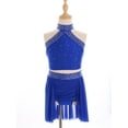 thumbnail image 4 of LiiYii Big Girls Two-Pieces Dance Set Lyrical Ballet Dancewear Jazz Latin Ballroom Performance Costume Blue 6, 4 of 7