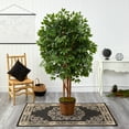 thumbnail image 3 of Nearly Natural 5.5' Super Deluxe Ficus Artificial Tree in Wicker Planter, 3 of 4