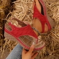 thumbnail image 4 of Sandales Compensées pour Femmes Soutien de Voûte Sandales à Bride de Cheville Gougounes Confortables Légères Chaussures de Plage Rouges Taille 8,5, 4 of 6