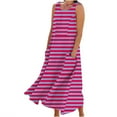 thumbnail image 3 of Ahuyic Womens Summer Casual Dress,Womens Plus Size Dress,Womens able Sleeveless And Linen Round Neck Printed Long Dress,Hot Pink,M, 3 of 5