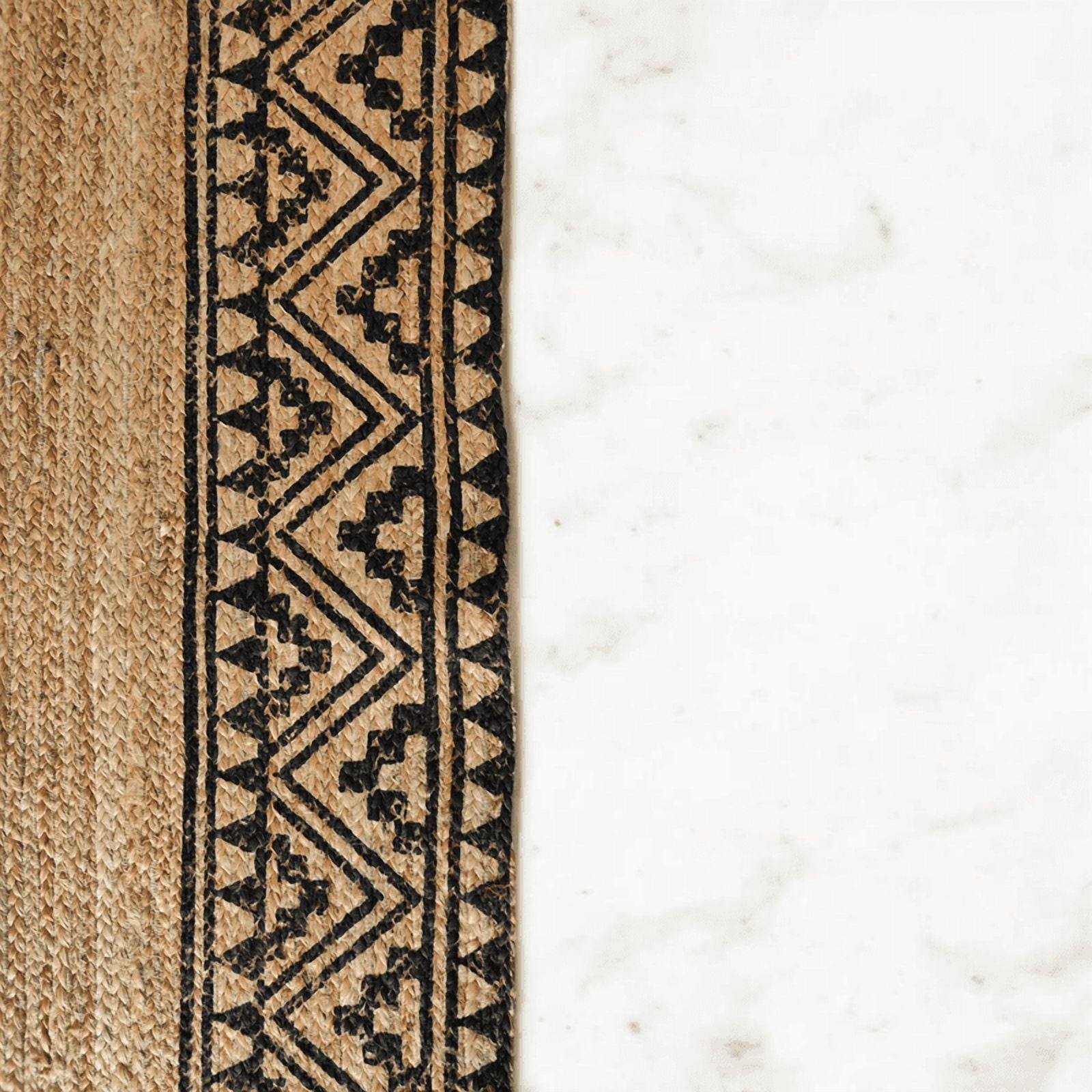 KLAVATE Jute Rug Tribal Print Border Boho Handwoven Carpet for Living Room