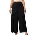 thumbnail image 2 of Roncen Plus Size Women's Wide Leg Pants - Loose Fit Solid Color Trousers with Elastic Waist & Stylish Back Design, 2 of 9