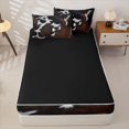 thumbnail image 4 of Erosebridal Cowhide Print Zipper Twin Comforter Sets with Fitted Sheet and 2 Pillowcases,Farm Animal Zipper Bedding Set,Brown Black White,Black Reversible, 4 of 6