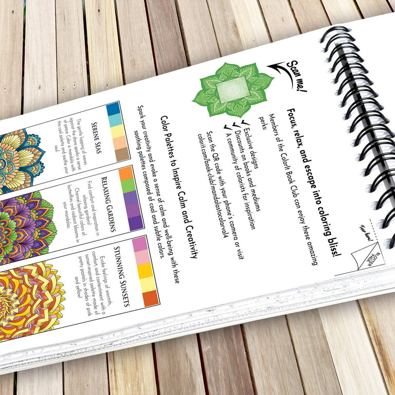  ColorIt 50 Spiral Bound Adult Coloring Book, 50 Original  Designs with Perforated Pages, Lay Flat Hardback Book Cover, Ink Blotter  Paper