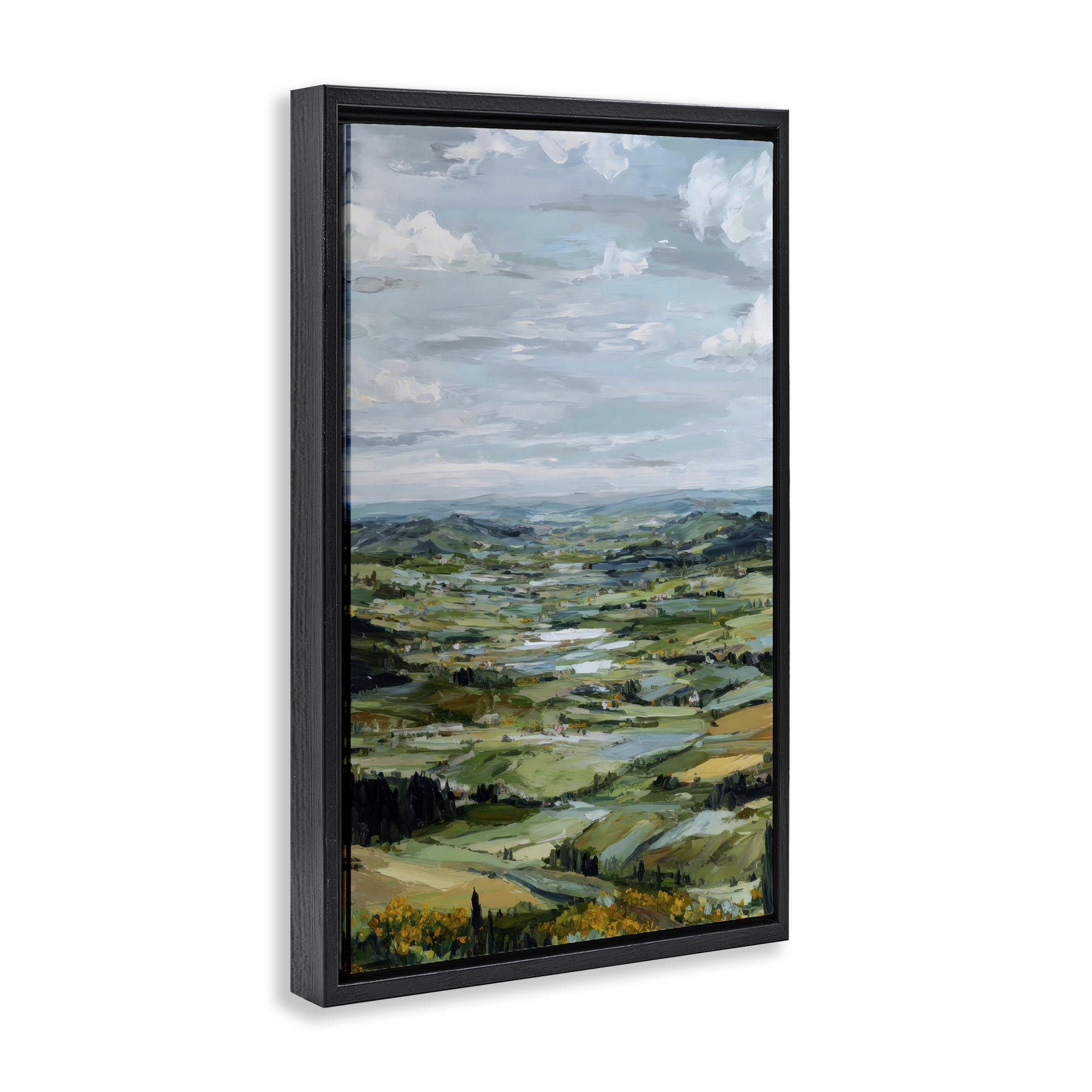Stupell Industries Valley Living with Verdant Hills Black Framed Floater Canvas Wall Art, design by Petal Prints Design