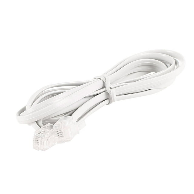 Uxcell 2M 6.56Ft 6P4C RJ11 a RJ11 Adaptador de Cable Telefónico Cordón Blanco
