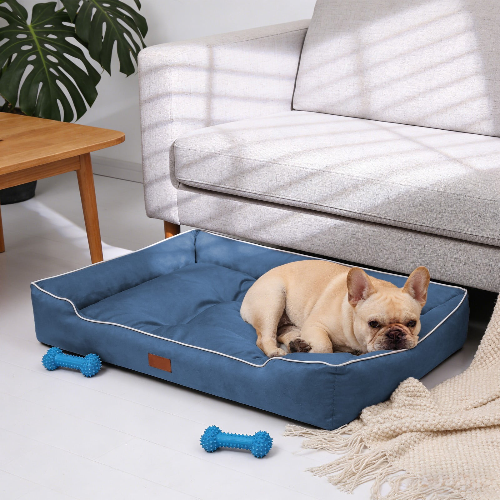 FeiFu Waterproof Non-Slip Rectangle Dog Bed Soft Flannel Pet Mat for Small Dogs Cats Under 55 LBS Durable Comfortable Rest Pad Indoor Outdoor