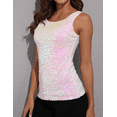 thumbnail image 5 of PrettyGuide Women Shimmer Glam Sequin Embellished Sparkle Tank Top Vest Tops White XL, 5 of 6
