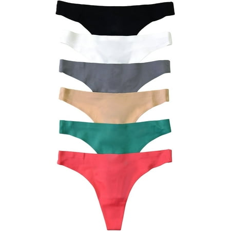 

ToBeInStyle Womens Pack of 6 Invisible Low-Rise No-Show Invisible Seamless Thong Panties