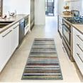 thumbnail image 3 of Everwash™ Treasure Striped Modern Machine Washable Runner Area Rug, Blue/Yellow, 2'2"x7'2", 3 of 7