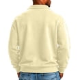 thumbnail image 4 of IAJDKMEK Men's Polo Collar Solid Long Sleeve Fleece Sweatshirt - Full Zip Pullover for Men, Fall Winter Top with Warm Inner,Beige L, 4 of 6