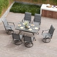 thumbnail image 5 of MAYEERTY 7-Piece Patio Dining Set:1 Black Rectangular Table with 1.57" Umbrella Hole & 6 Gray Paded Swivel Textilene Chairs, 5 of 9