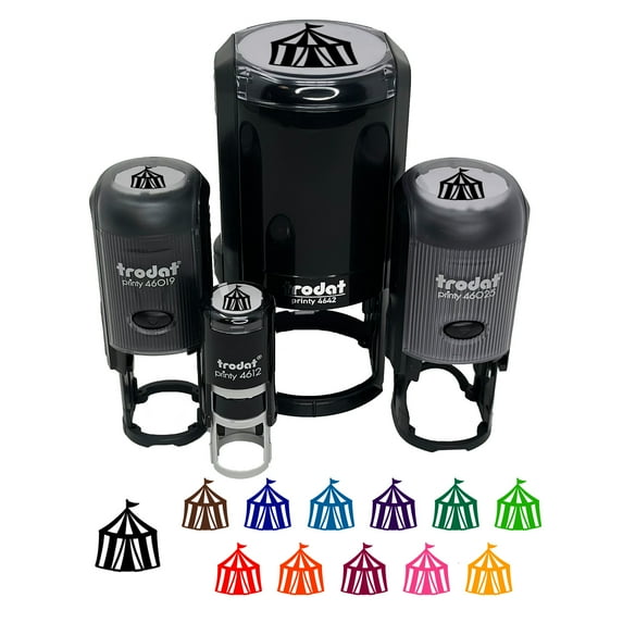 Circus Tent Self-Inking Rubber Stamp Ink Stamper - Lime Green Ink - Small 3/4 Inch
