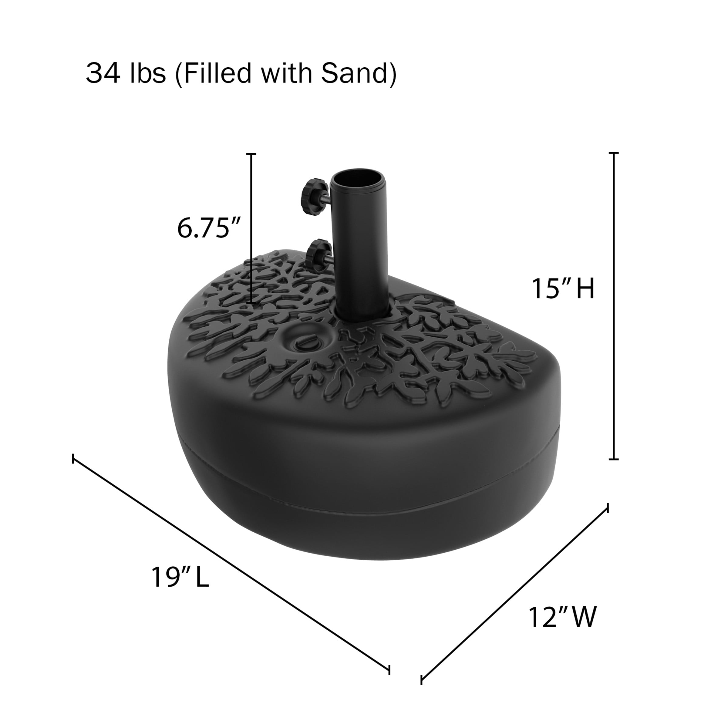 Pure Garden 34lb Fillable Half Round Umbrella Base for Patios and Balconies
