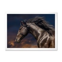 Designart 'Close Up Of Thoroughbred Nonius Stallion Horse III' Farmhouse Framed Art Print
