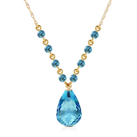 Galaxy Gold 14k Yellow Gold Drop Necklace with Natural Blue Topaz