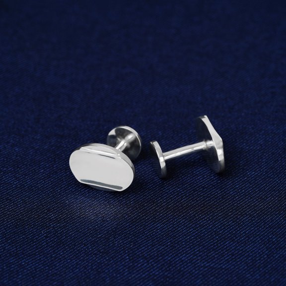 LavaJewelry, Elipso Cufflinks, 925 Sterling Silver, Elipso Silver Cufflinks for Man