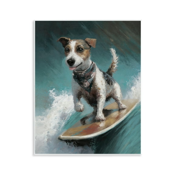 Stupell Industries Beachy Surfer Dog Animals Painting Unframed Art Print Wall Art, 11 x 14
