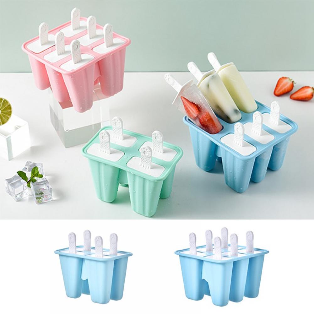 Topwoner Popsicle Mold Ice Mold Silicone Ice Tray DIY Popsicle Mold With Handle,Makes 4 Popsicles Silicone Ice Pop Molds Homemade DIY Holders Reusable Easy Release Ice Cream Mold - image 4 of 9