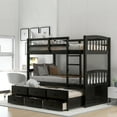 thumbnail image 2 of Twin over Twin Wood Bunk Bed With Trundle & 3 Drawers, Espresso 20093, 2 of 9