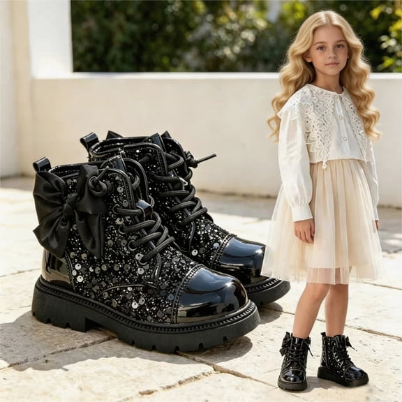LvhaoGJOB Girls' Ankle Boots - Comfortable Fit, Stylish Design & Non-Slip Platform Sole